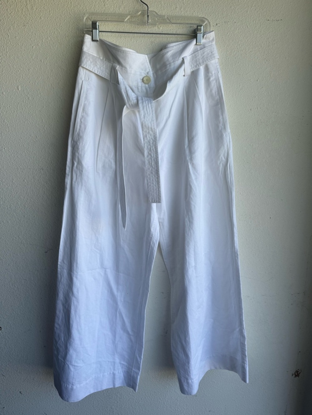 A.L.C. White High-Waist Wide-Leg Tie-Waist Pants - Picture 2 of 6